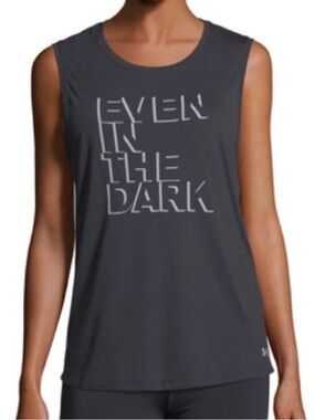 Under Armour Black & Reflective Gray “ Even In The Dark “ Athletic Tank Top Tee.